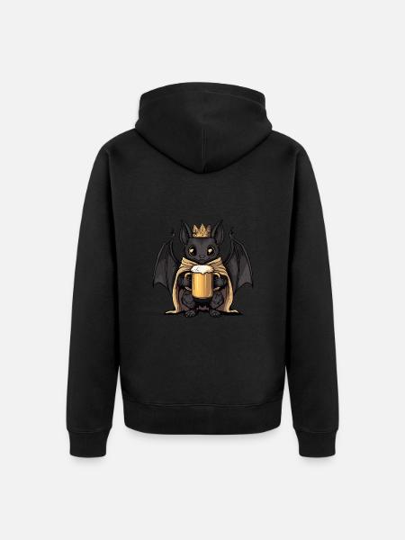 Fledermaus Bier Lustig - Unisex Premium Bio Zip Hoodie - Schwarz
