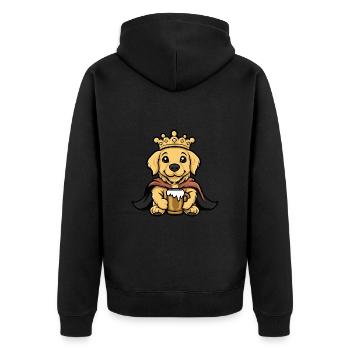 Golden Retriever Hund Bier Lustig Lustig - Unisex Premium Bio Zip Hoodie - Schwarz - Hinten - Nico (187cm)