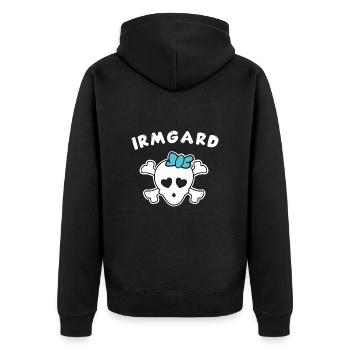 Piratin Irmgard Design für Mädchen und Frauen - Unisex Premium Bio Zip Hoodie - Schwarz - Hinten - Nico (187cm)