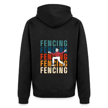 Fechtsport Degenkampf Kämpfer Maske - Unisex Premium Bio Zip Hoodie - Schwarz - Hinten - Nico (187cm)