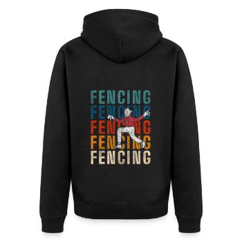 Fechtsport Sportfechten Kampfsport - Unisex Premium Bio Zip Hoodie - Schwarz - Hinten - Nico (187cm)
