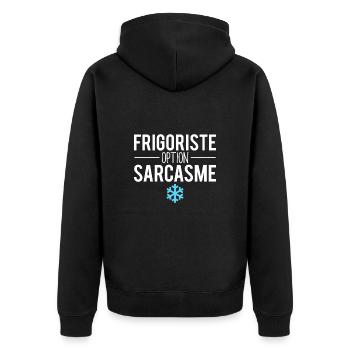 Frigoriste option sarcasme métier frigo humour - Veste à capuche bio Premium Unisexe - noir - Dos - Nico (187cm)