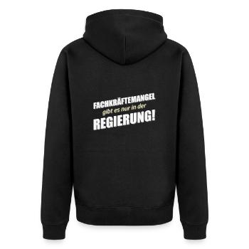Fachkräftemangel in der Regierung - Unisex Premium Bio Zip Hoodie - Schwarz - Hinten - Nico (187cm)