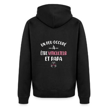 Un peu occupé à être viticulteur et papa t-shirt - Veste à capuche bio Premium Unisexe - noir - Dos - Nico (187cm)