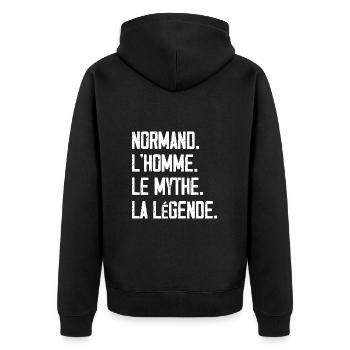 Normand l'homme le mythe la légende normandie - Veste à capuche bio Premium Unisexe - noir - Dos - Nico (187cm)