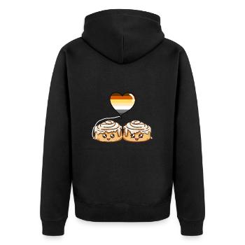 Cinnamon Roll Paar Gay Bear Pride - Unisex Premium Bio Zip Hoodie - Schwarz - Hinten - Nico (187cm)