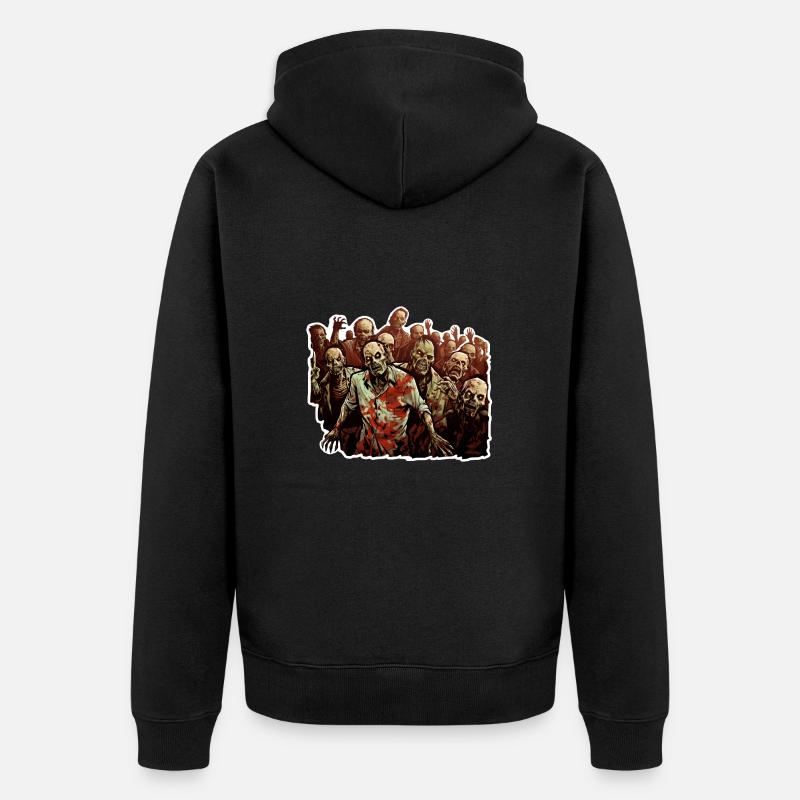 Groupe de zombies d’Halloween - Veste à capuche bio Premium Unisexe - noir