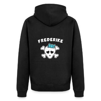 Piratin Frederike Design für Mädchen und Frauen - Unisex Premium Bio Zip Hoodie - Schwarz - Hinten - Nico (187cm)