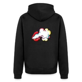 Lippen Smoke Rauch - Unisex Premium Bio Zip Hoodie - Schwarz - Hinten - Nico (187cm)
