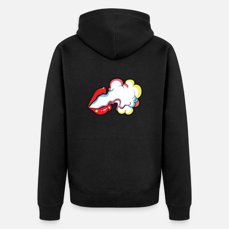 Lèvres fumée fumée - Veste à capuche bio Premium Unisexe - noir