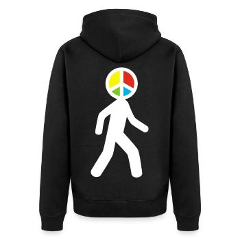 Mann des Friedens (weiß) - Unisex Premium Bio Zip Hoodie - Schwarz - Hinten - Nico (187cm)
