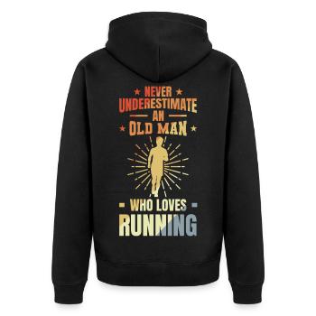 Runner Grandfather - Unisex Premium Organic Zip Hoodie - black - Back - Nico (187cm)