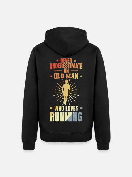Runner Grandfather - Unisex Premium Organic Zip Hoodie - black