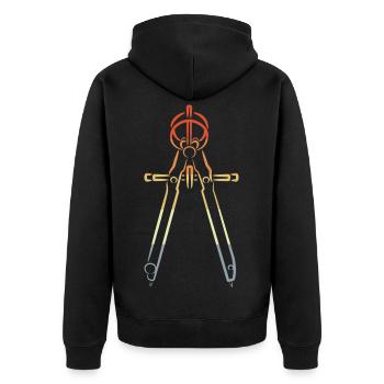 Zirkel Vintage Look - Unisex Premium Bio Zip Hoodie - Schwarz - Hinten - Nico (187cm)