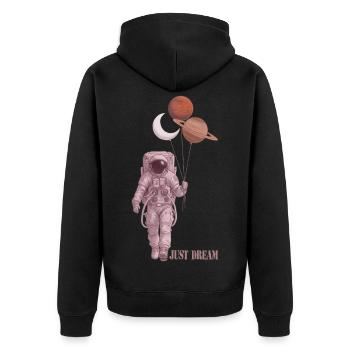 Astronaut - Unisex Premium Bio Zip Hoodie - Schwarz - Hinten - Nico (187cm)