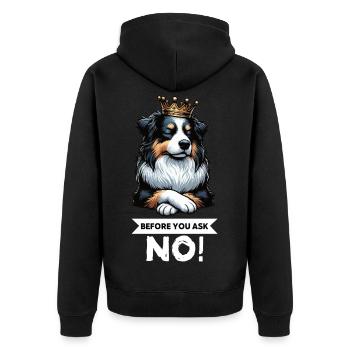 Before You Ask Australian Shepherd Aussie Aussies - Unisex Premium Organic Zip Hoodie - black - Back - Nico (187cm)