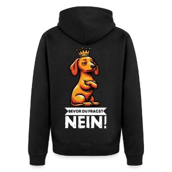 Bevor Du Fragst Dackel Dackelbesitzer Dackelhalter - Unisex Premium Bio Zip Hoodie - Schwarz - Hinten - Nico (187cm)