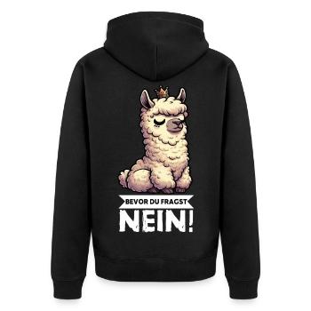 Before you ask No Alpaca llama alpaca owner - Unisex Premium Organic Zip Hoodie - black - Back - Nico (187cm)
