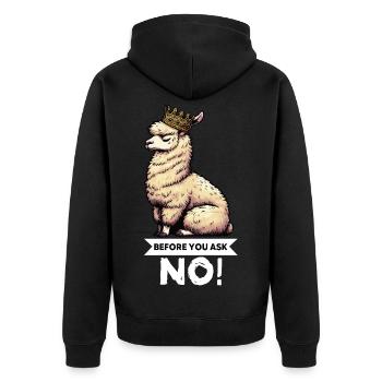 Before You Ask No Alpaca Lamas Alpaca Owner - Unisex Premium Organic Zip Hoodie - black - Back - Nico (187cm)