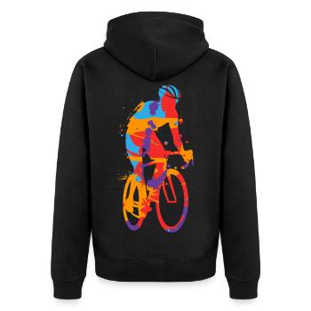 Fahrrad bunt Rennradfahrer Kinder Herren Rennrad - Unisex Premium Bio Zip Hoodie - Schwarz - Hinten - Nico (187cm)