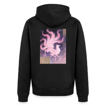 The Wake of Nine Lives: Nine-Tailed Fox - Unisex Premium Organic Zip Hoodie - black - Back - Nico (187cm)