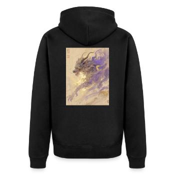  L'Aube Pourpre : Qilin Zijin – Splendeur Royale - Veste à capuche bio Premium Unisexe - noir - Dos - Nico (187cm)