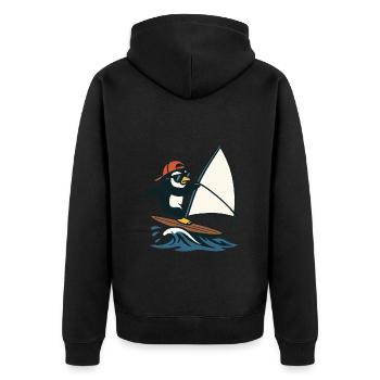 Cool pingouin Planche à voile Sports nautiques d’été - Veste à capuche bio Premium Unisexe - noir - Dos - Nico (187cm)