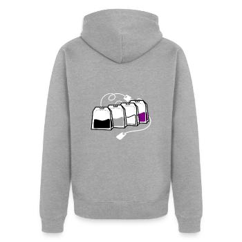 Sachet de thé asexué Ace Pride - Veste à capuche bio Premium Unisexe - gris chiné - Dos - Nico (187cm)
