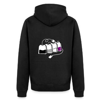 Asexueller Teebeutel Ace Pride - Unisex Premium Bio Zip Hoodie - Schwarz - Hinten - Nico (187cm)