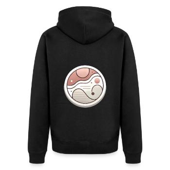 Minimalistisches abstraktes Abzeichen-Design - Unisex Premium Bio Zip Hoodie - Schwarz - Hinten - Nico (187cm)