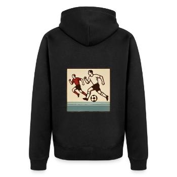 Vintage Fußballspieler Laufen Kunst - Unisex Premium Bio Zip Hoodie - Schwarz - Hinten - Nico (187cm)