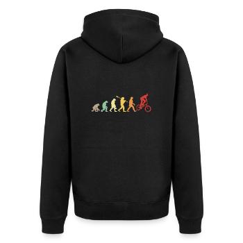 Darwin Evolution für BMXisten 🚴 ♂️ - Unisex Premium Bio Zip Hoodie - Schwarz - Hinten - Nico (187cm)