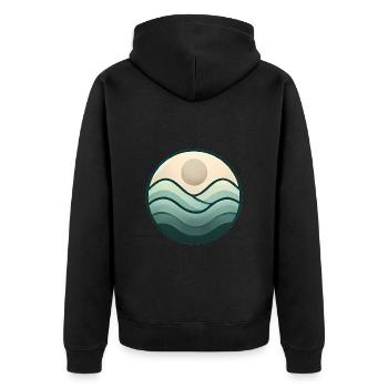 Minimalistisches Bergabzeichen-DesignMinimalistisches Reittier - Unisex Premium Bio Zip Hoodie - Schwarz - Hinten - Nico (187cm)