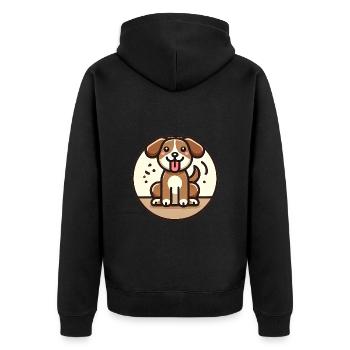 Playful Cartoon Dog Design - Unisex Premium Organic Zip Hoodie - black - Back - Nico (187cm)
