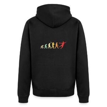 Darwin Evolution für Volleyballer 🏐 - Unisex Premium Bio Zip Hoodie - Schwarz - Hinten - Nico (187cm)