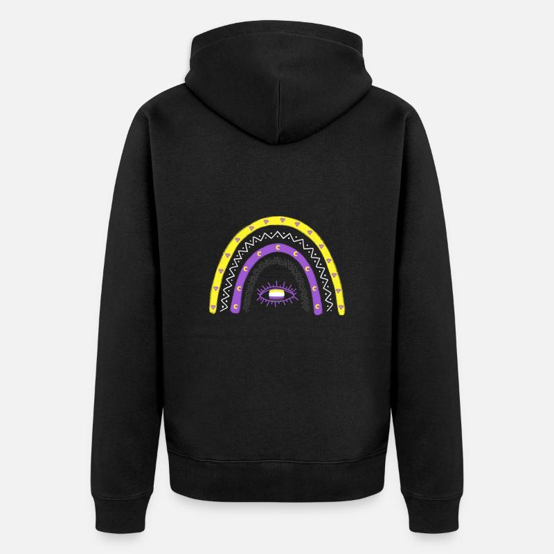 LGBTQ Nonbinary Rainbow Nonbinary Pride - Unisex Premium Organic Zip Hoodie - black