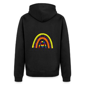 LGBT Gay Pride Monat Schwule Boho Regenbogen - Unisex Premium Bio Zip Hoodie - Schwarz - Hinten - Nico (187cm)
