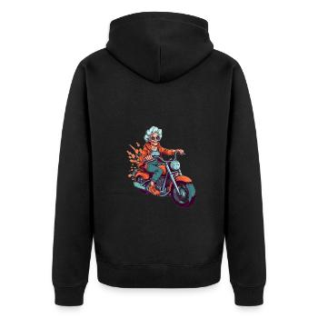 Cool vieille motard grand-mère - moto mamie - Veste à capuche bio Premium Unisexe - noir - Dos - Nico (187cm)