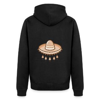 Minimalistische Sombrero-Illustration - Unisex Premium Bio Zip Hoodie - Schwarz - Hinten - Nico (187cm)