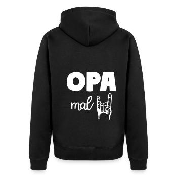 Opa mal Zwei 2 Kinder Rock'n' Roll Großvater - Unisex Premium Bio Zip Hoodie - Schwarz - Hinten - Nico (187cm)