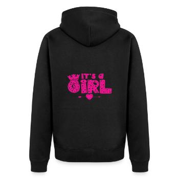 It´s a girl - Unisex Premium Bio Zip Hoodie - Schwarz - Hinten - Nico (187cm)