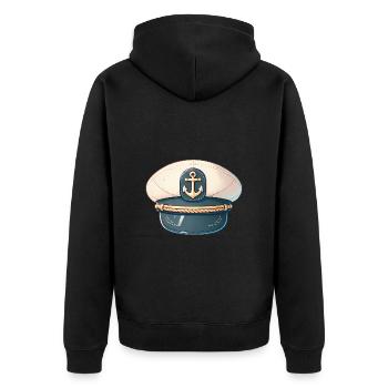 Illustration classique du chapeau de capitaine - Veste à capuche bio Premium Unisexe - noir - Dos - Nico (187cm)