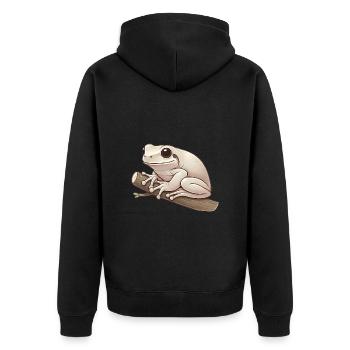 Realistic Tree Frog Soft Illustration - Unisex Premium Organic Zip Hoodie - black - Back - Nico (187cm)