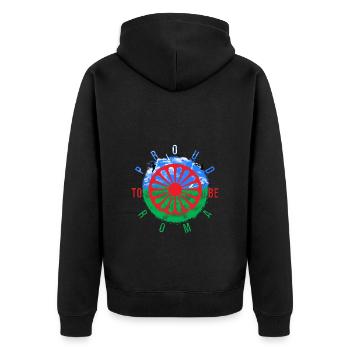Proud to be Roma - Unisex Premium Organic Zip Hoodie - black - Back - Nico (187cm)
