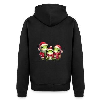Trio de Noël festif en famille de grenouilles - Veste à capuche bio Premium Unisexe - noir - Dos - Nico (187cm)