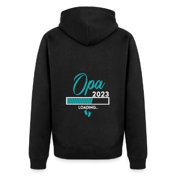 Ich werde Opa 2023 - Babyfüsse mit Loading Screen - Unisex Premium Bio Zip Hoodie - Schwarz - Hinten - Nico (187cm)