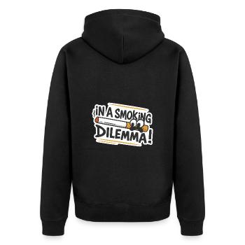 Smoking Dilemma Cartoon Sticker - Unisex Premium Organic Zip Hoodie - black - Back - Nico (187cm)