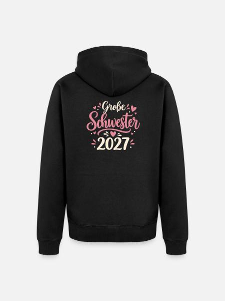 Große Schwester 2027 Babyankündigung Geschenk - Unisex Premium Bio Zip Hoodie - Schwarz
