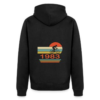 40 Birthday 1983 Vintage Retro Bicycle Cyclist - Unisex Premium Organic Zip Hoodie - black - Back - Nico (187cm)