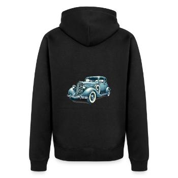 Oldtimer Oldtimer Illustration - Unisex Premium Bio Zip Hoodie - Schwarz - Hinten - Nico (187cm)